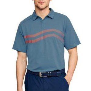 Under Armour Mens Polo Shirt - XL Golf Polo Short Sleeve, 4-Way Stretch (Blue)
